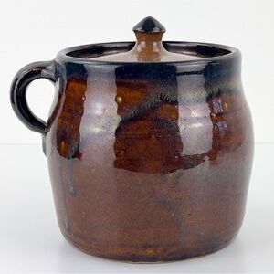 Evans Pottery Handmade Brown Pitcher With Lid 6” Arden